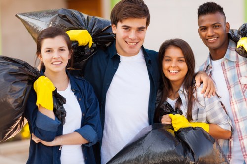 Waste collection trucks operating in Kingsbury