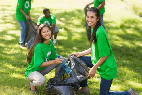 Community members participating in waste segregation