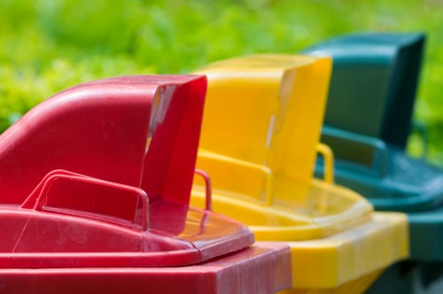 Waste collection trucks in Welsh Harp