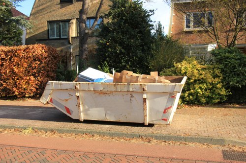 Professional rubbish removal team at work